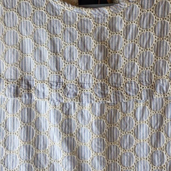 J Crew Seersucker Eyelet Embroidered Sleeveless Tie Back Shift Dress - Picture 4 of 7